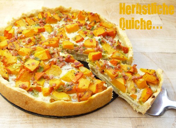 Herbstliche Kurbis Birnen Quiche Mit Speckwurfeln Schoner Noch