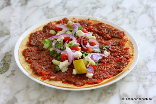 Tortilla Lahmacun, schnelle Variante der türkischen Pizza